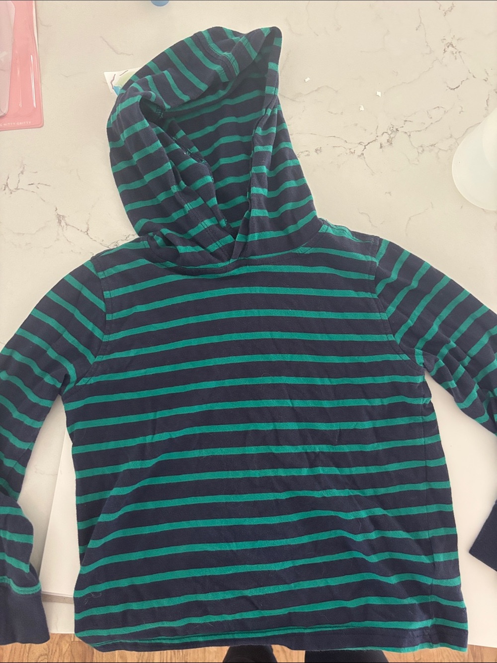 Crewcuts Navy and Teal Striped Hooded Pullover size XS